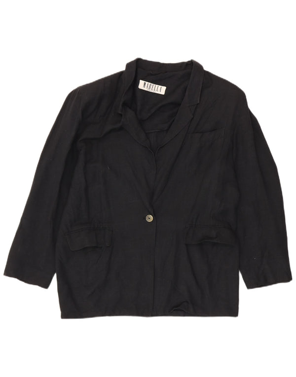 Marella Womens 1 Button Blazer Jacket UK 14 Large  Black Viscose
