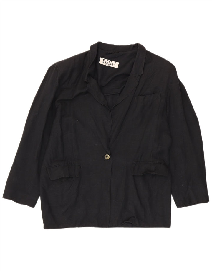 Marella Γυναικείο σακάκι σακάκι με 1 κουμπί UK 14 μεγάλη μαύρη βισκόζη