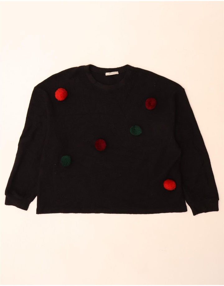 Zara Γυναικείο Φούτερ μεγάλου μεγέθους Jumper UK 10 Small Black Pot