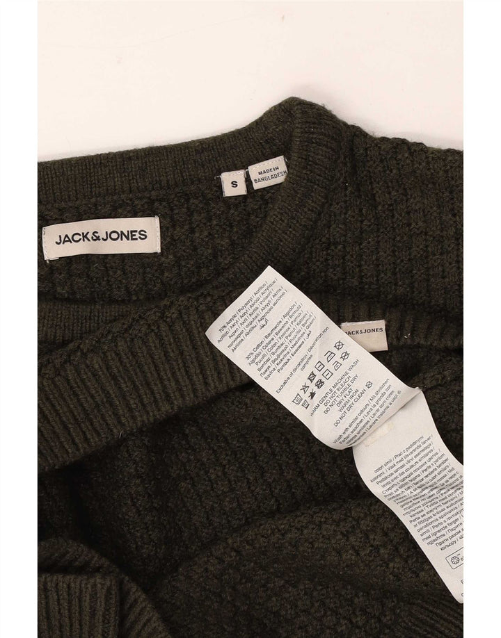 Jack & Jones Ανδρικό πουλόβερ με λαιμόκοψη, μικρό χακί ακρυλικό
