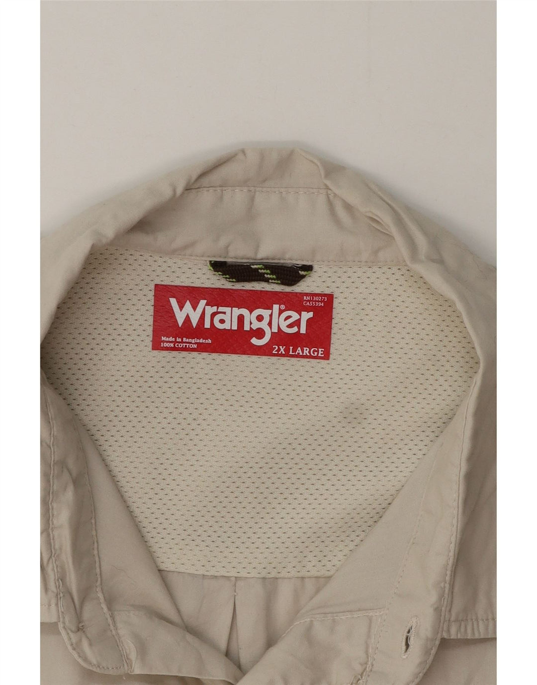 Ανδρικό κοντομάνικο πουκάμισο Wrangler 2XL Μπεζ βαμβακερό