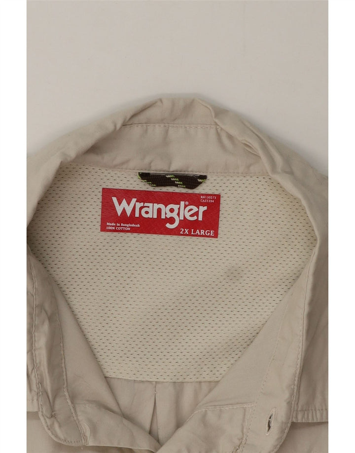 Ανδρικό κοντομάνικο πουκάμισο Wrangler 2XL Μπεζ βαμβακερό