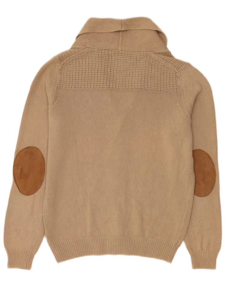 Ανδρικό πουλόβερ ζακέτα Massimo Dutti, μεσαίο μπεζ βαμβακερό