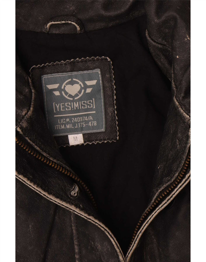 Vintage Γυναικείο Δερμάτινο Μπουφάν UK 12 Medium Black