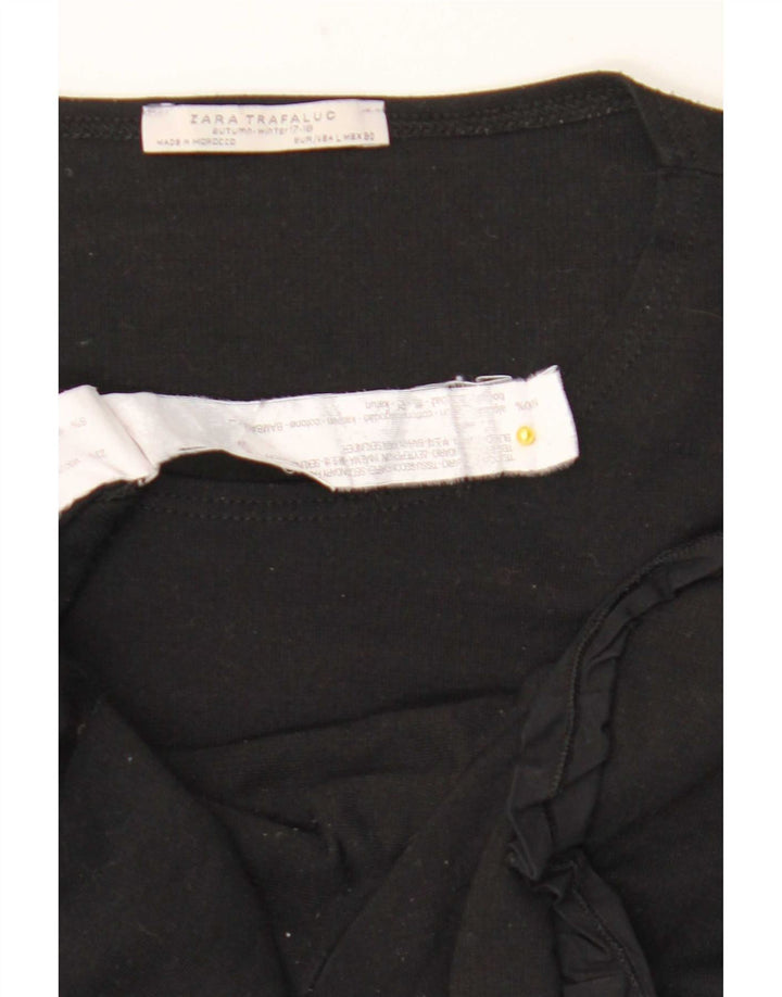 Zara Γυναικείο τοπ 3/4 μανίκι UK 16 μεγάλο μαύρο βαμβακερό