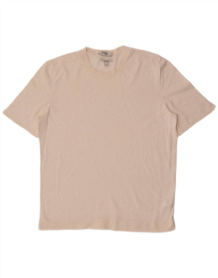 Cos Γυναικείο T-Shirt κανονικό μπλουζάκι UK 14 μεσαίο λευκό βαμβακερό