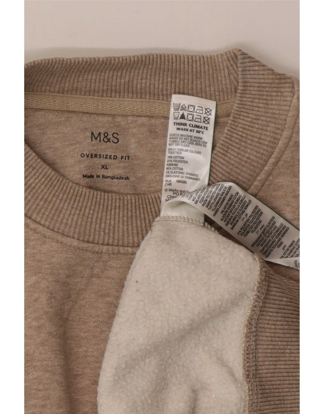 Marks & Spencer Ανδρικό φούτερ μεγάλου μεγέθους Jumper XL Γκρι βαμβακερό