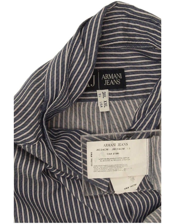 Ανδρικό πουκάμισο Armani Jeans 3XL Navy Blue Pinstripe Βαμβακερό