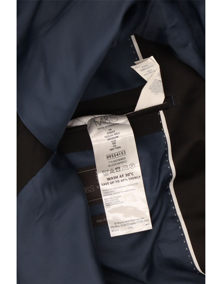 MARKS & SPENCER Ανδρικό μπουφάν σακάκι με 1 κουμπί EU 50 μεγάλο μαύρο πολυεστέρα