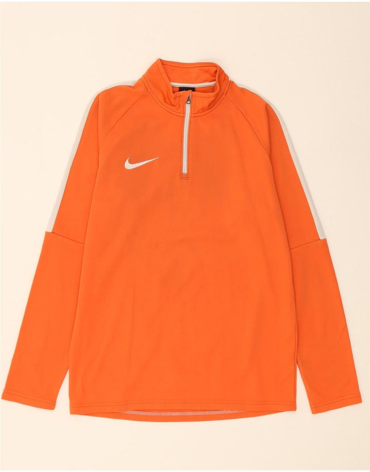 NIKE Mens Zip Neck Pullover Tracksuit Top Small Orange Colourblock