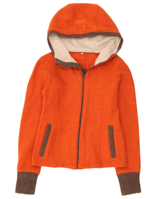 Vintage Womens Hooded Cardigan Sweater UK 14 Medium Orange Colourblock
