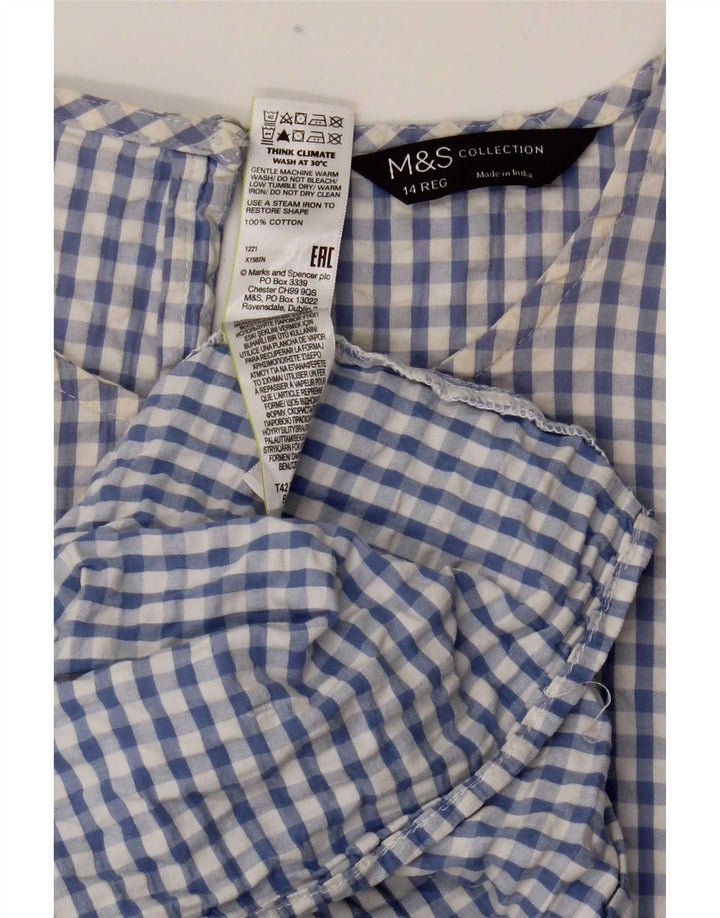 Marks & Spencer Γυναικείο Maxi Φόρεμα UK 14 Medium Blue Gingham Cotton