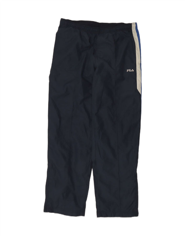 FILA Mens Tracksuit Trousers Large Navy Blue Colourblock Polyester Vintage Fila and Second-Hand Fila from Messina Hembry 