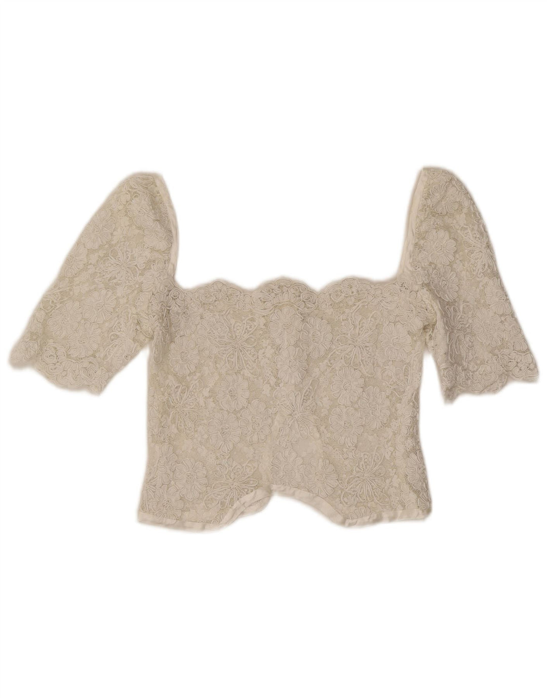 Vintage γυναικείο δαντελένιο τοπ UK 4 XS Λευκό