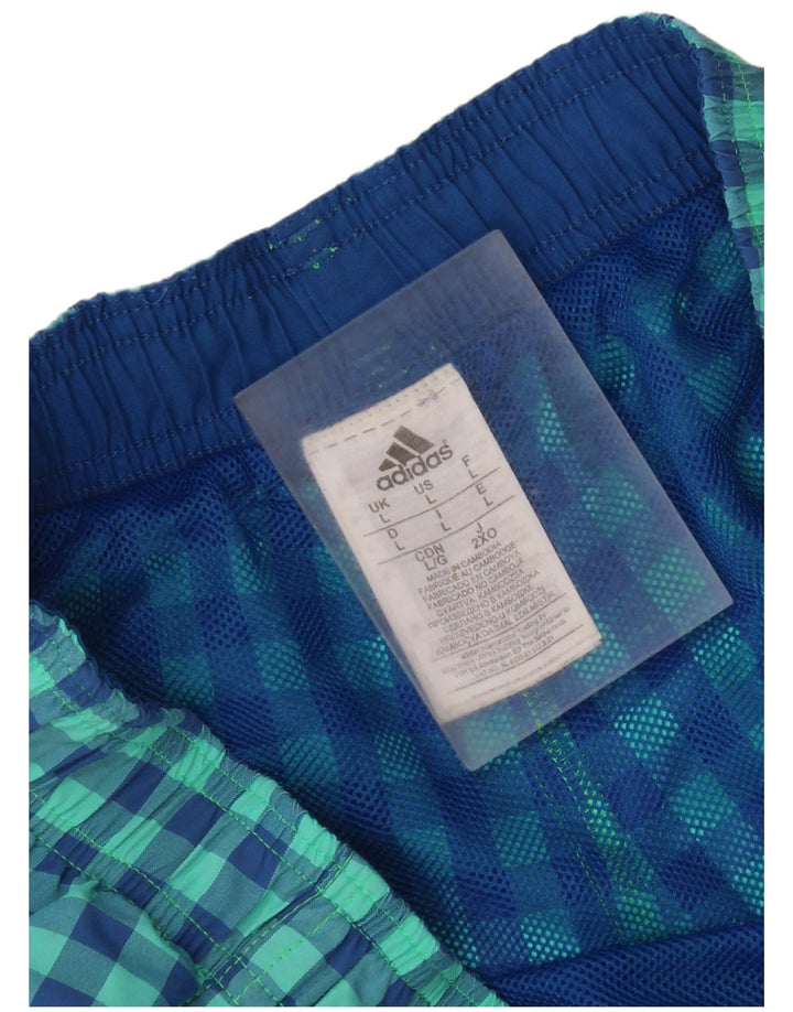 Ανδρικό σορτς κολύμβησης Adidas μεγάλο τιρκουάζ Gingham Nylon