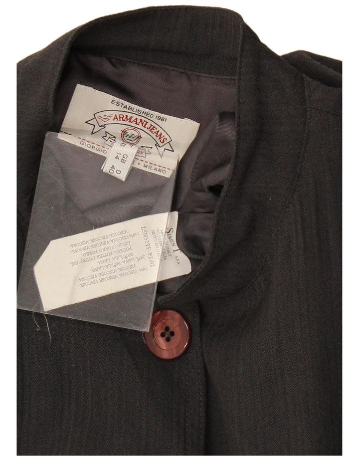 ARMANI JEANS Γυναικείο σακάκι με 5 κουμπιά blazer UK 14 μεγάλη μαύρη βισκόζη