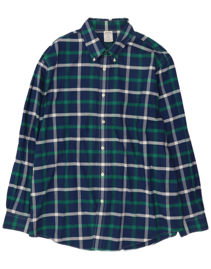 Brooks Brothers Ανδρικό πουκάμισο Regent 2XL Blue Check Cotton