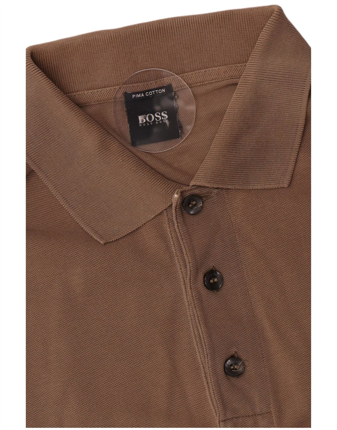Ανδρικό μπλουζάκι πόλο Hugo Boss, μικρό καφέ βαμβακερό
