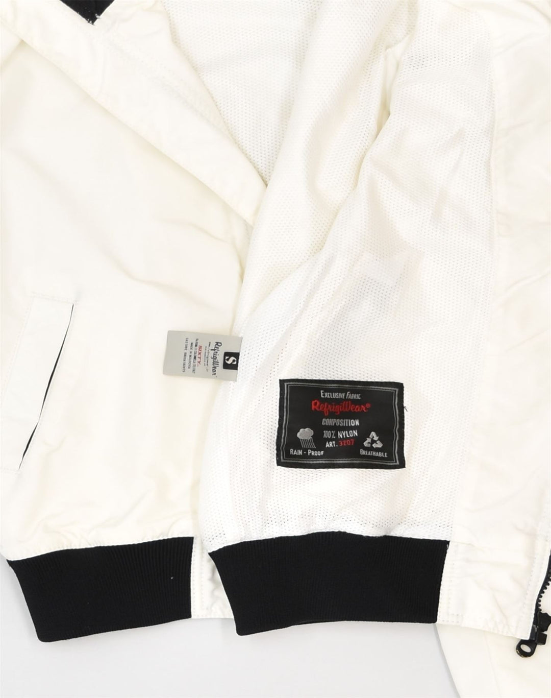 REFRIGIWEAR Womens Bomber Jacket UK 10 Small White Nylon | Vintage Refrigiwear | Thrift | Second-Hand Refrigiwear | Used Clothing | Messina Hembry 