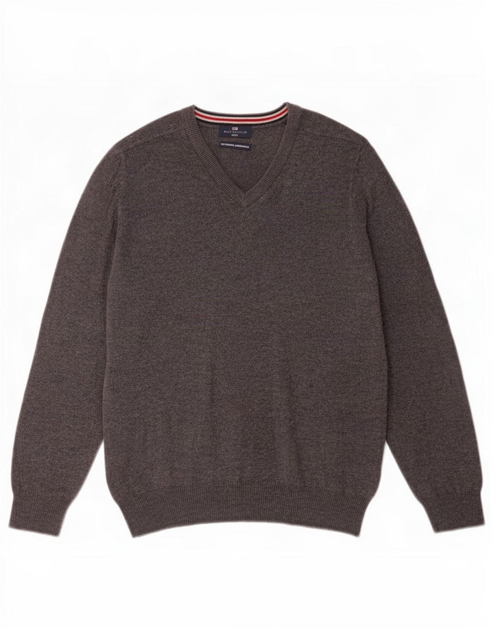 Ανδρικό πουλόβερ Marks & Spencer Blue Harbor με λαιμόκοψη σε μεσαίο γκρι