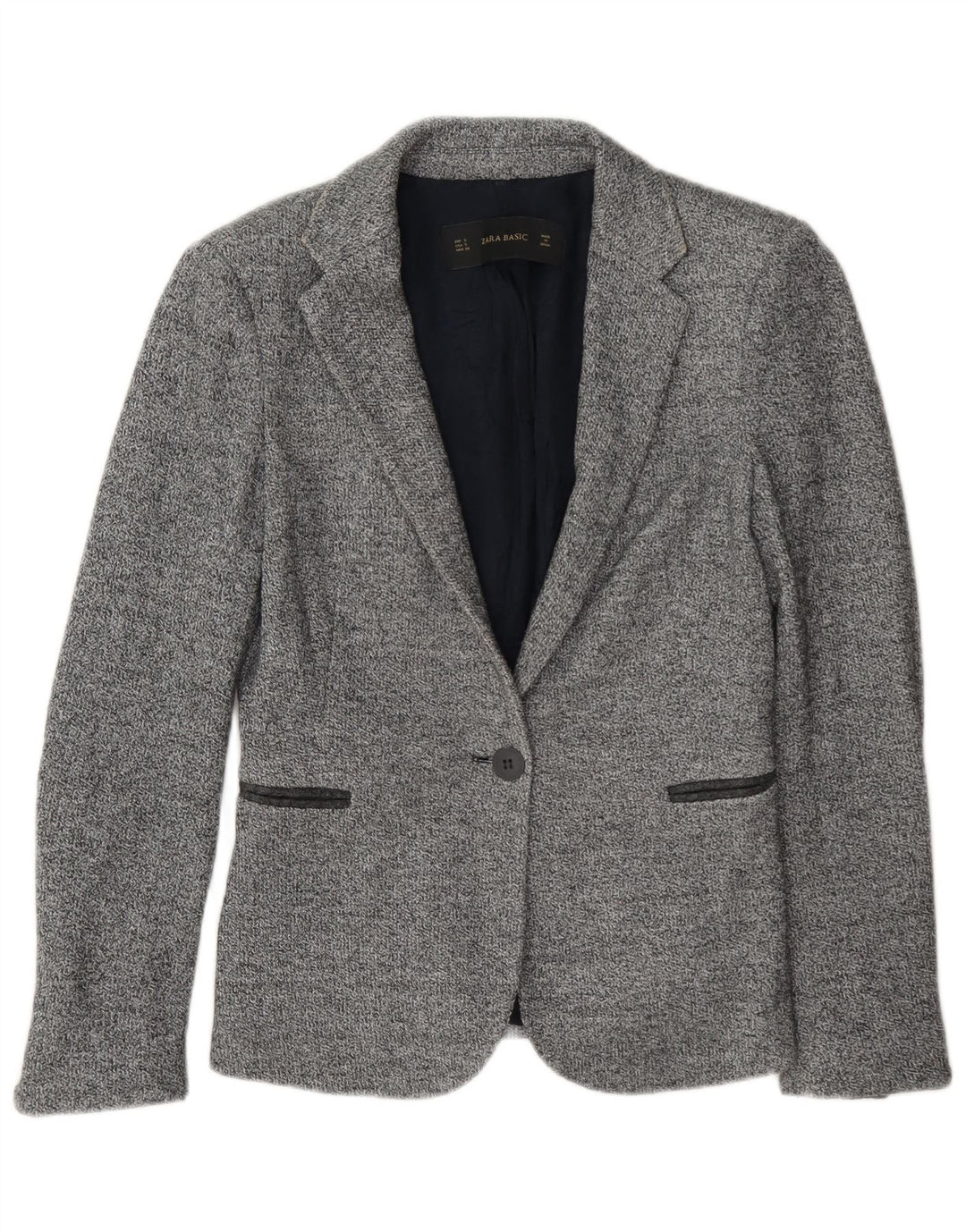 Zara Γυναικείο σακάκι 1 κουμπιού Blazer UK 10 Small Grey Flecked