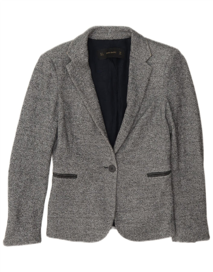 Zara Γυναικείο σακάκι 1 κουμπιού Blazer UK 10 Small Grey Flecked