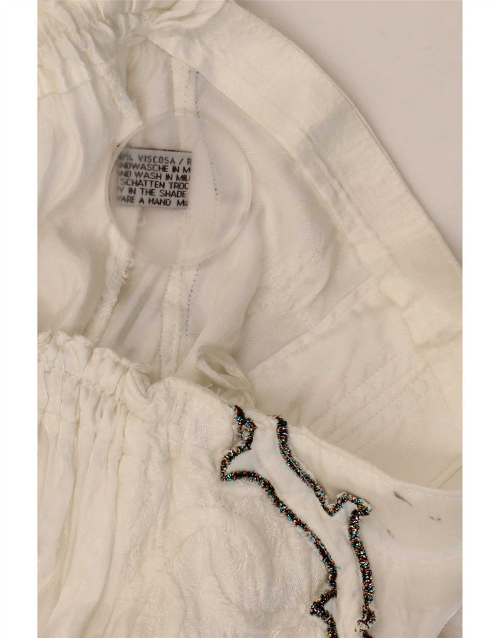 Vintage Γυναικεία Flared Φούστα W27 Small White Floral Viscose