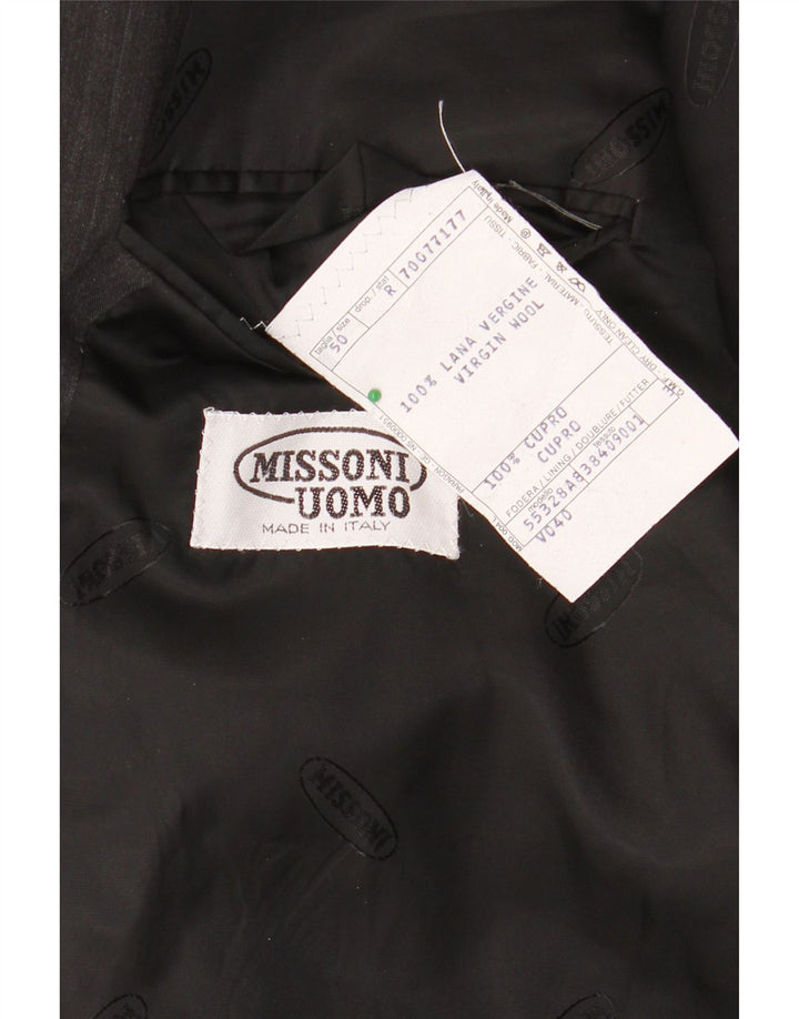 MISSONI Ανδρικό Uomo Μπουφάν Blazer Διπλό στήθος IT 50 Large Grey Pinstripe