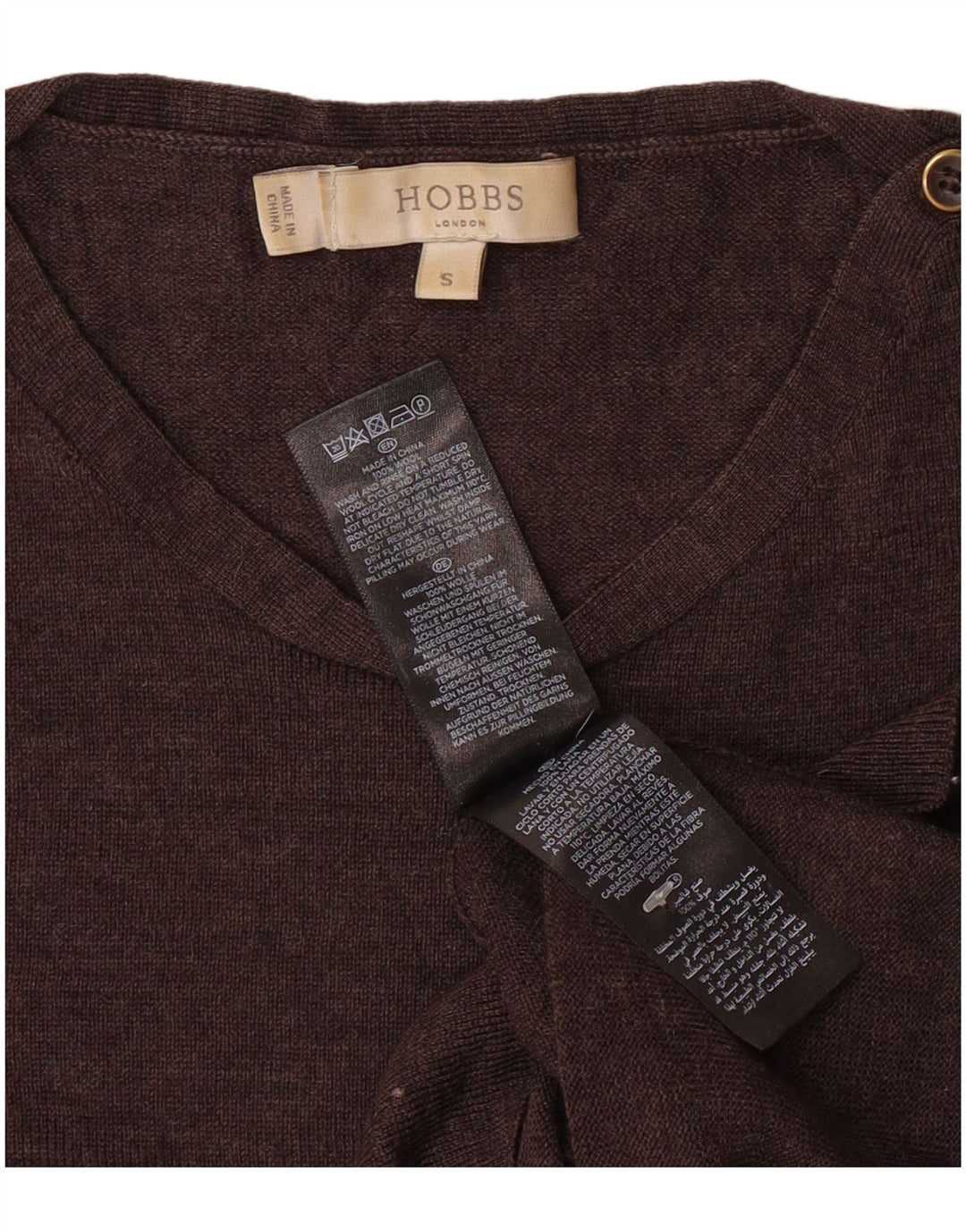 HOBBS Γυναικείο πουλόβερ με λαιμόκοψη UK 10 Small Brown Wool