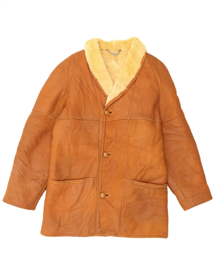 MABRUN Ανδρικό Shearling Jacket UK 36 Small Brown Δερμάτινο