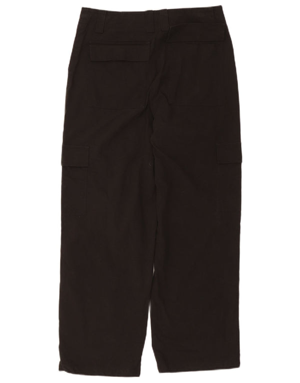 Zara Γυναικείο Straight Cargo Cropped Παντελόνι Small W26 L25 Μαύρο βαμβακερό