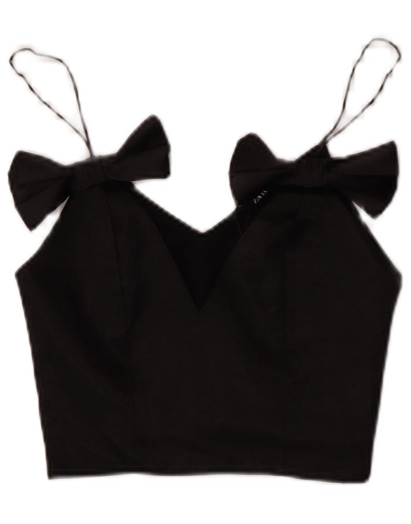 Zara Womens Crop Cami Top UK 4 XS Black Polyester