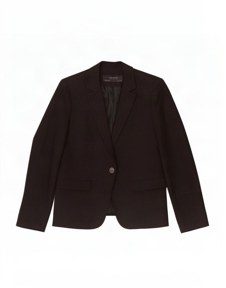 Zara Γυναικείο μπλέιζερ 1 κουμπιού μπουφάν UK 10 Small μαύρο βαμβακερό