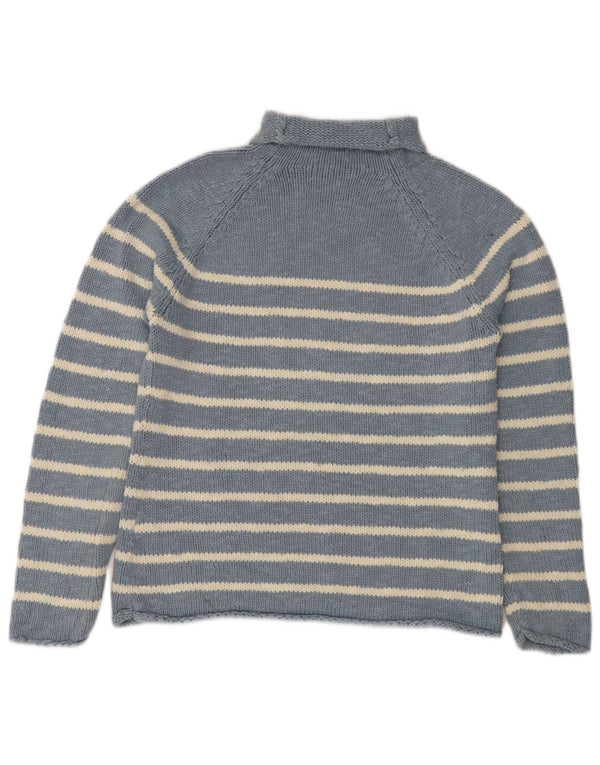 L.L.Bean Γυναικείο πουλόβερ με ρολό λαιμόκοψη UK 10 Small Blue ριγέ βαμβακερό