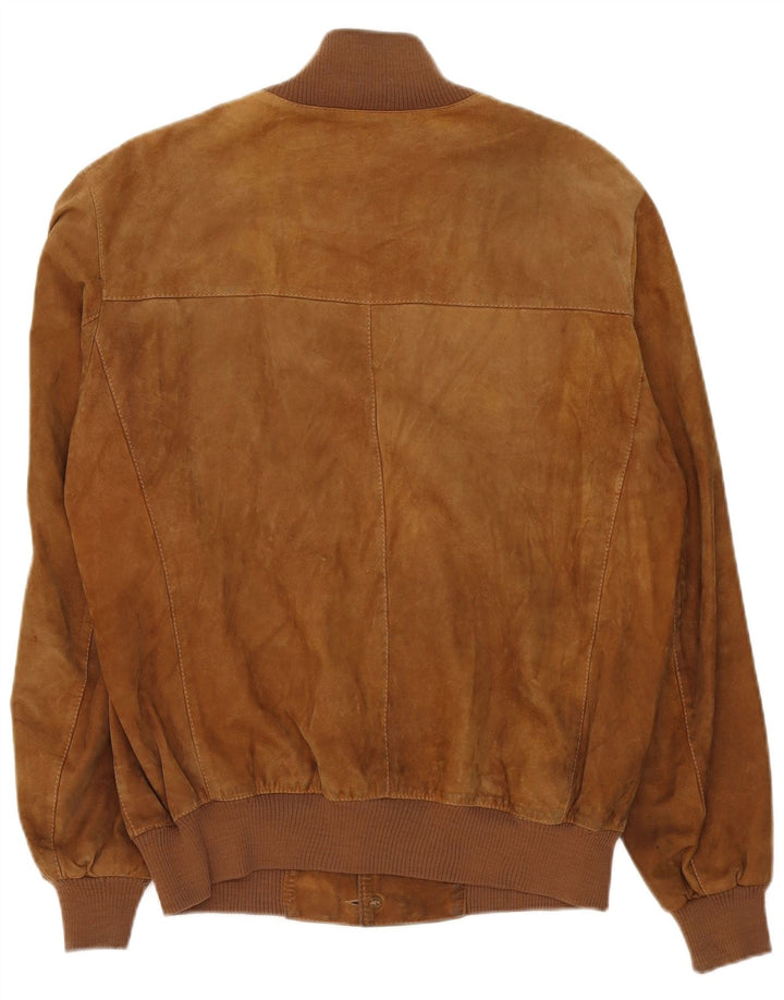 Vintage Ανδρικό Suede Bomber Jacket UK 40 Large Beige Leather