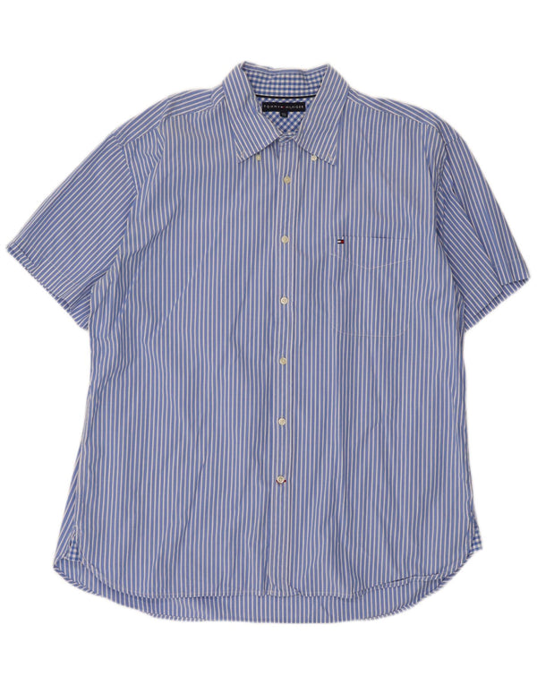 Ανδρικό κοντομάνικο πουκάμισο Tommy Hilfiger 2XL Μπλε βαμβακερό ριγέ