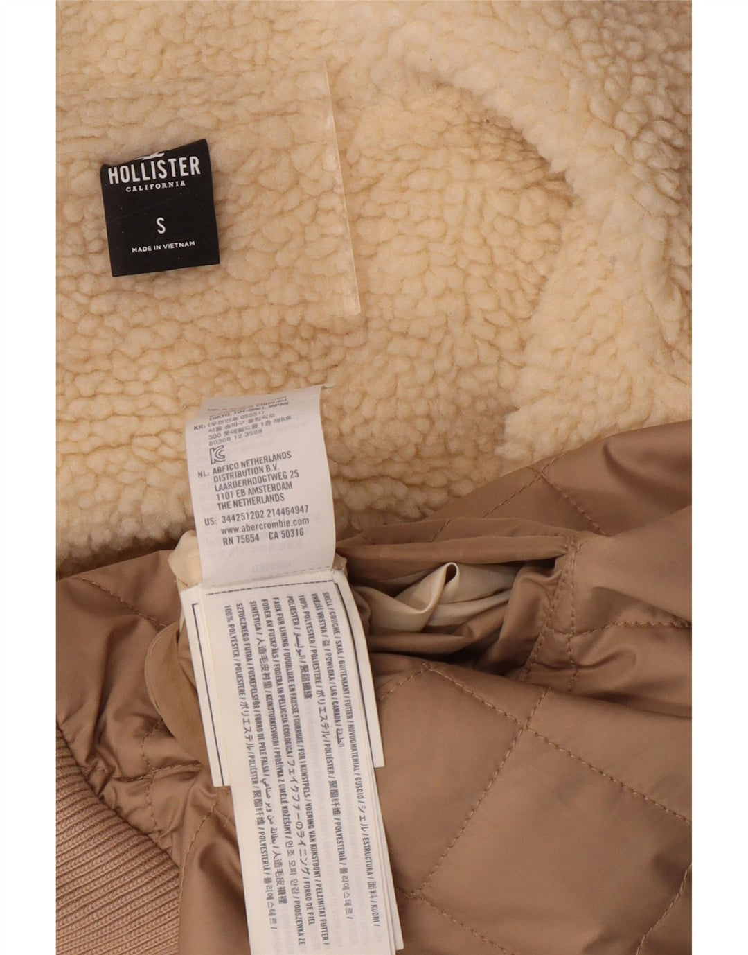 Γυναικείο καπιτονέ μπουφάν HOLLISTER UK 10 Small Beige Polyester