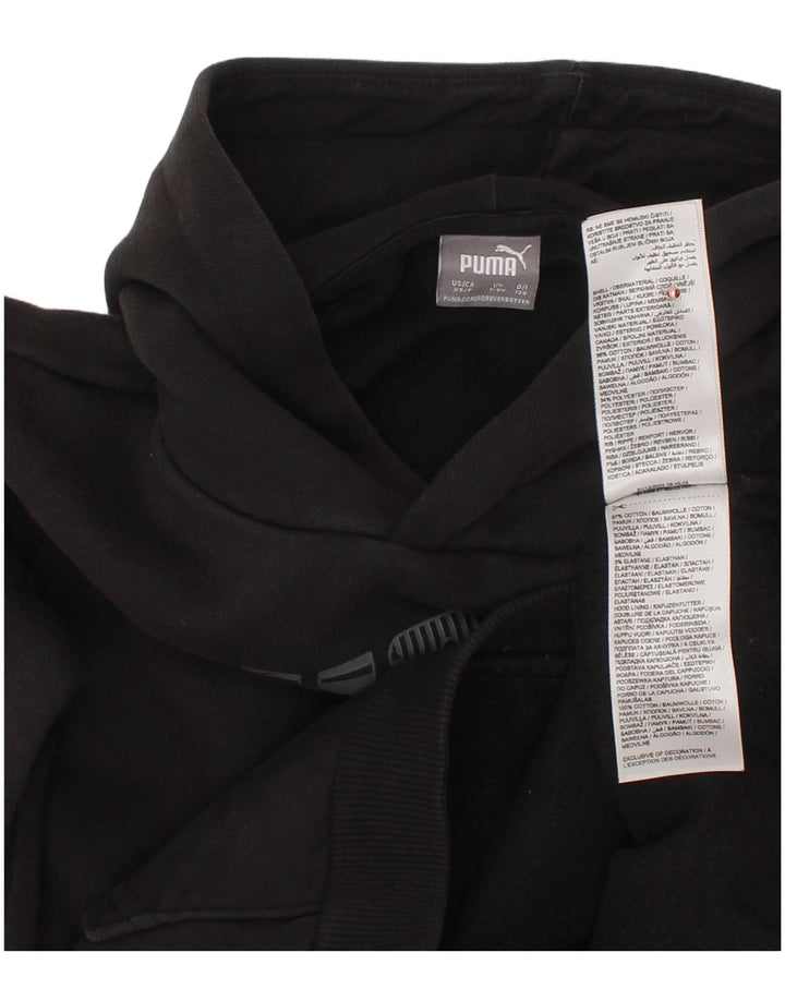 PUMA Boys Graphic Hoodie Jumper 7-8 ετών Μαύρο βαμβακερό