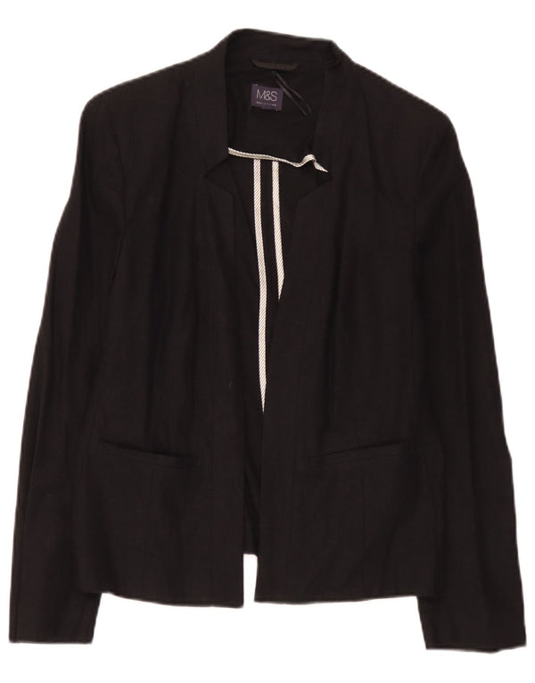 Marks & Spencer Γυναικείο Open Blazer Jacket UK 12 Medium Black Len