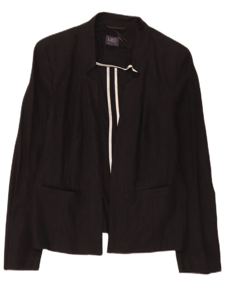 Marks & Spencer Γυναικείο Open Blazer Jacket UK 12 Medium Black Len