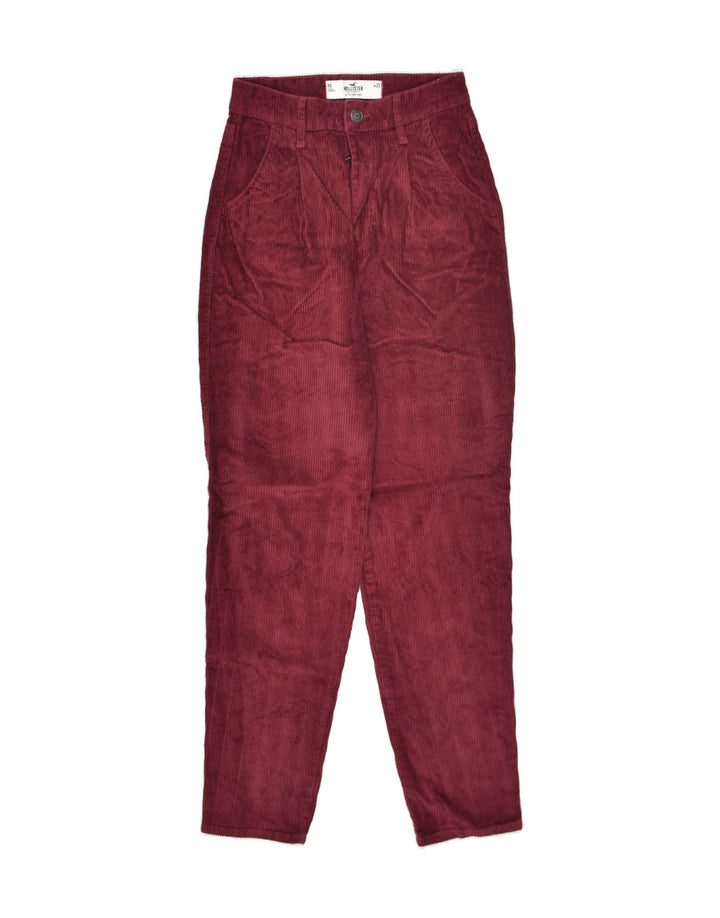 HOLLISTER Womens Tapered Corduroy Trousers W23 L28 Burgundy Cotton | Vintage Hollister | Thrift | Second-Hand Hollister | Used Clothing | Messina Hembry 