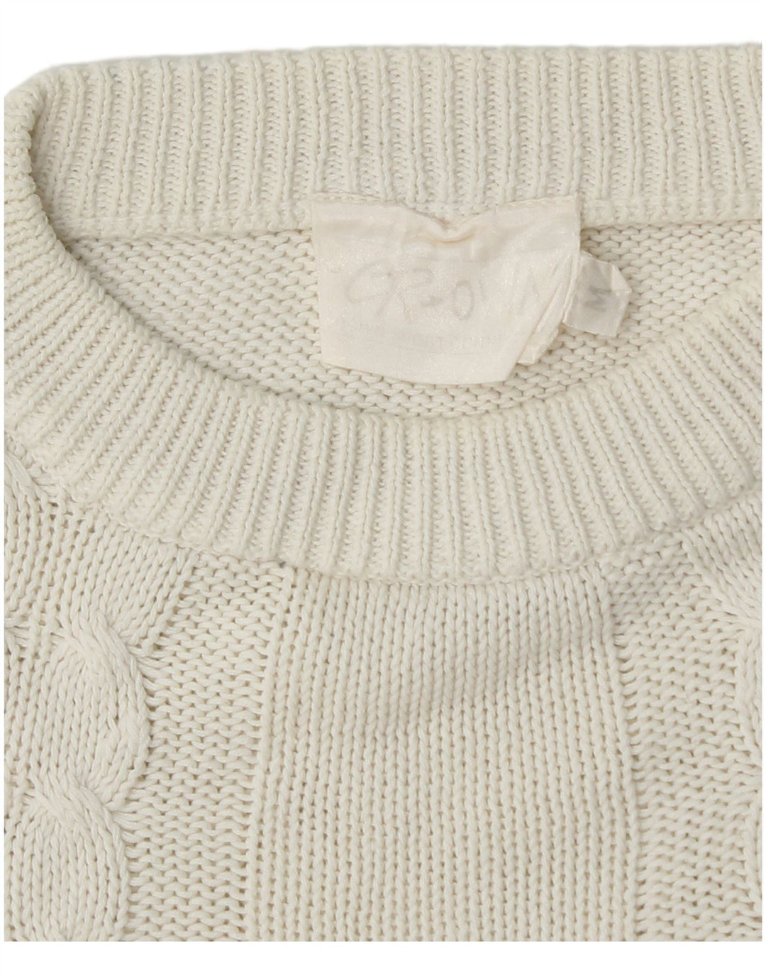 Ανδρικό πουλόβερ με λαιμόκοψη CROWN μεσαίο λευκό