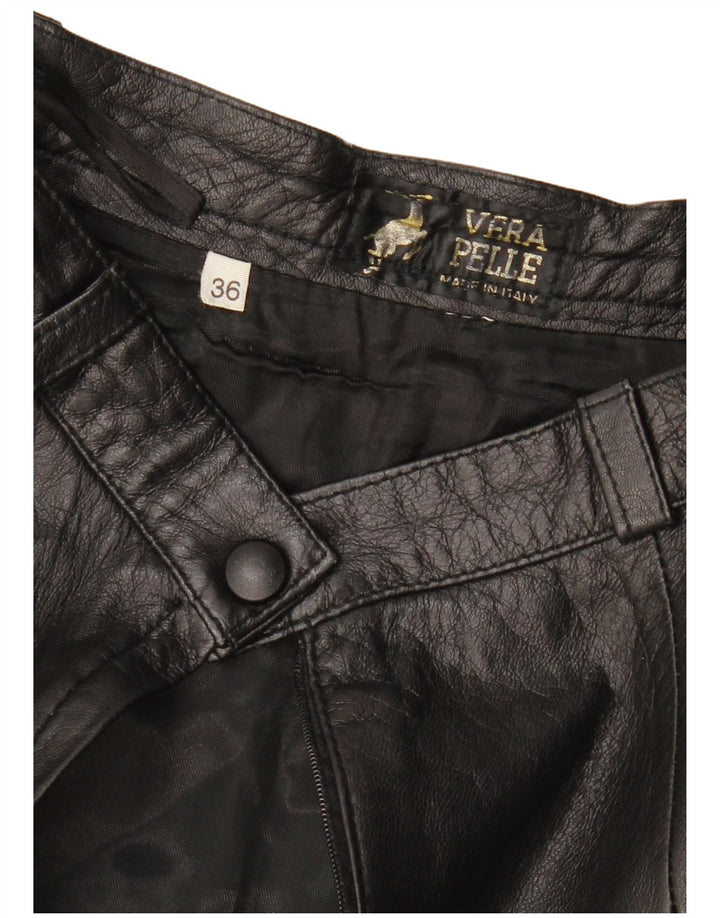 VINTAGE Γυναικεία Δερμάτινη Φούστα EU 36 Small W26 Μαύρη Δερμάτινη