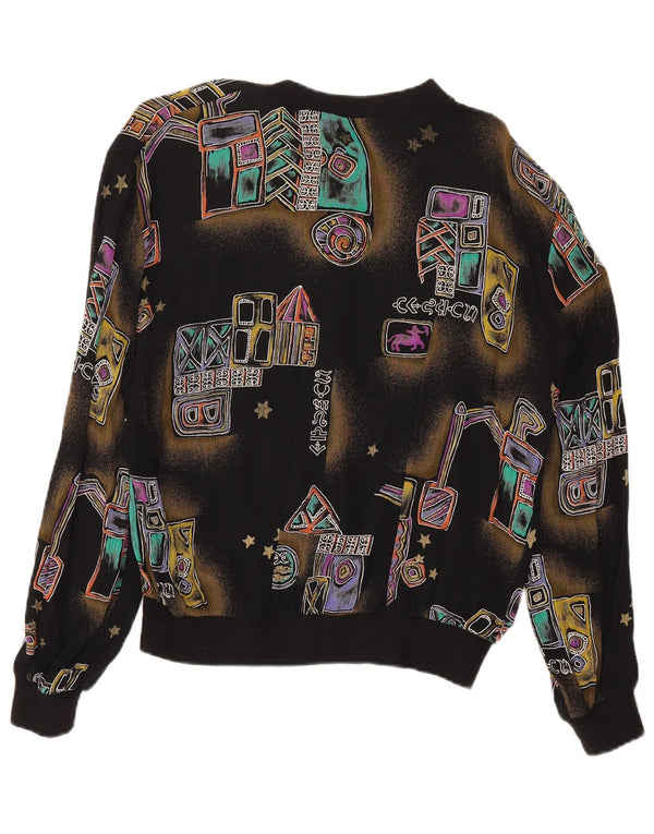 Vintage γυναικείο πουκάμισο μπλούζα UK 18 XL Μαύρο γεωμετρικό