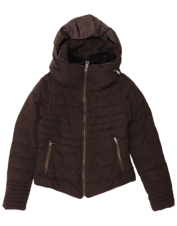 Zara Γυναικείο μπουφάν με κουκούλα UK 10 Small Black