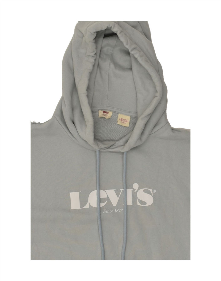LEVI'S Womens Oversized Graphic Hoodie Jumper UK 6 XS Grey Cotton | Vintage Levi's | Thrift | Second-Hand Levi's | Used Clothing | Messina Hembry 