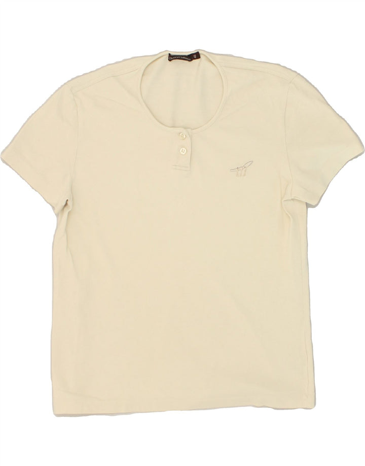 HENRY COTTONS Womens T-Shirt Top IT 46 Large Beige Cotton | Vintage Henry Cottons | Thrift | Second-Hand Henry Cottons | Used Clothing | Messina Hembry 