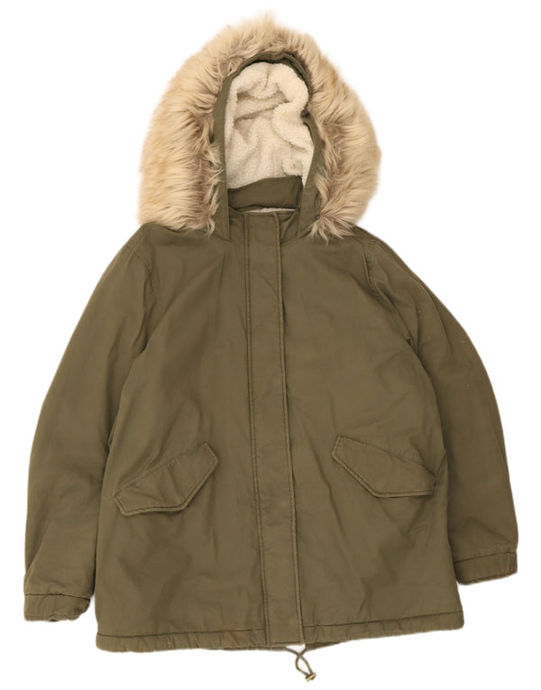 Marks & Spencer Γυναικείο Μπουφάν Sherpa Parka με κουκούλα UK 18 XL Χακί βαμβακερό