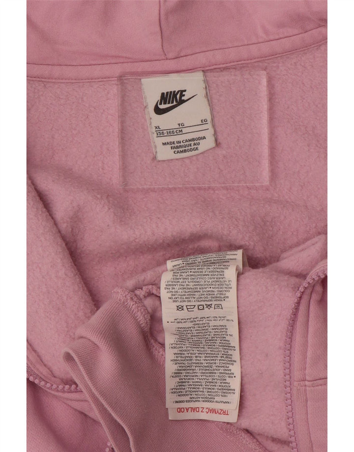 Πουλόβερ NIKE Girls Oversized Crop με κουκούλα με φερμουάρ 13-14 ετών XL Ροζ