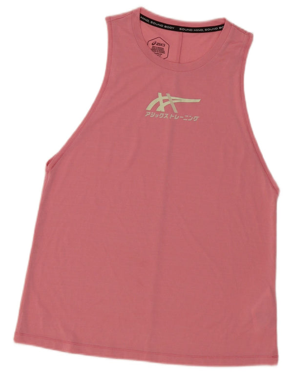Asics Womens Graphic Vest Top UK 12 Medium Pink Polyester